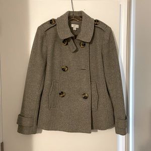 LOFT Gray Tweed Peacoat